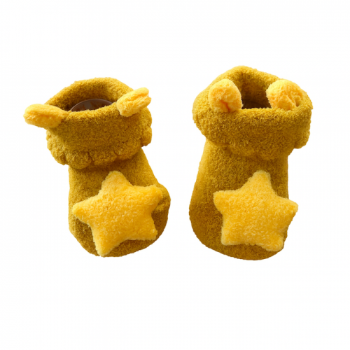 Βρεφικά fluffy καλτσάκια με αντιολισθητική βάση Vrefika-fluffy-kaltsakia-me antiolisthitiki vasi-socks yellow stars 8796